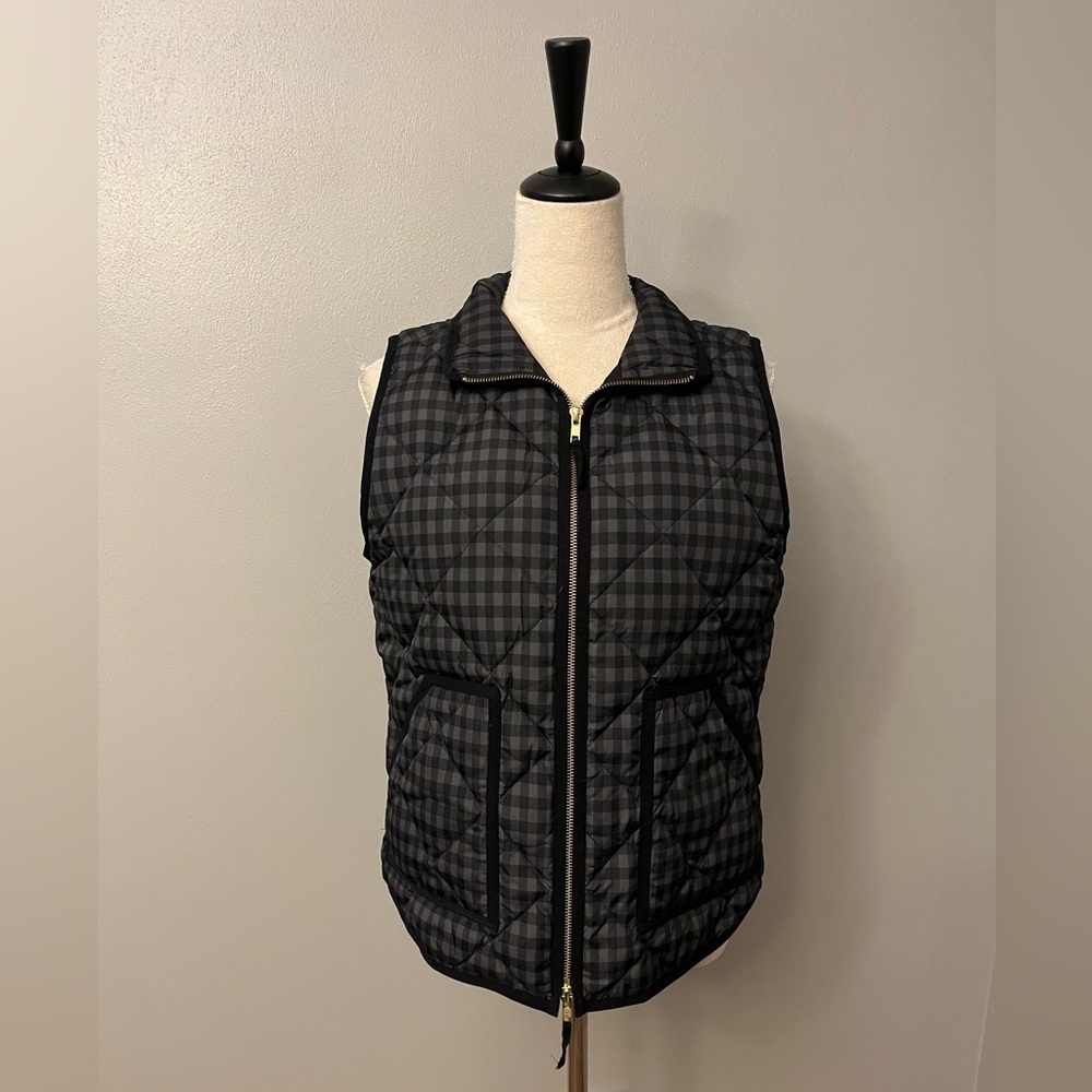 J. Crew Plaid Quilted Puffer Down Vest - Size Medium
